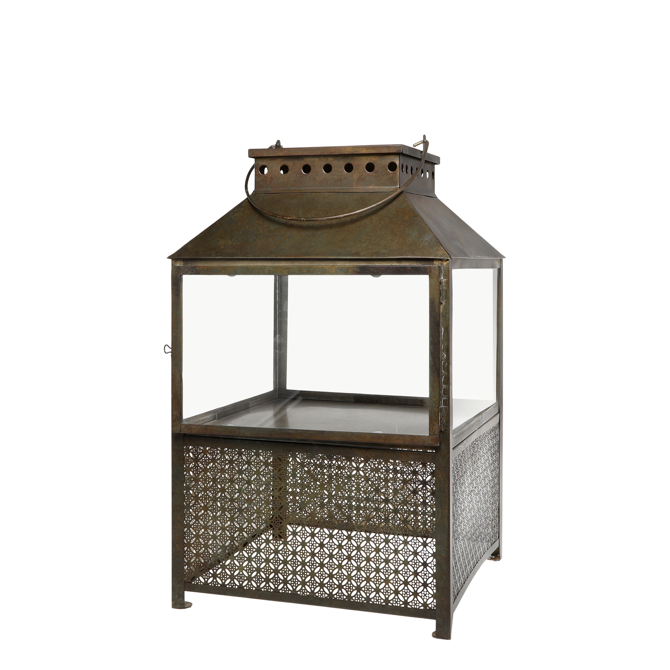 Lanterne m. mønster, H53/L34/B34 cm antique messing by Chic Antique