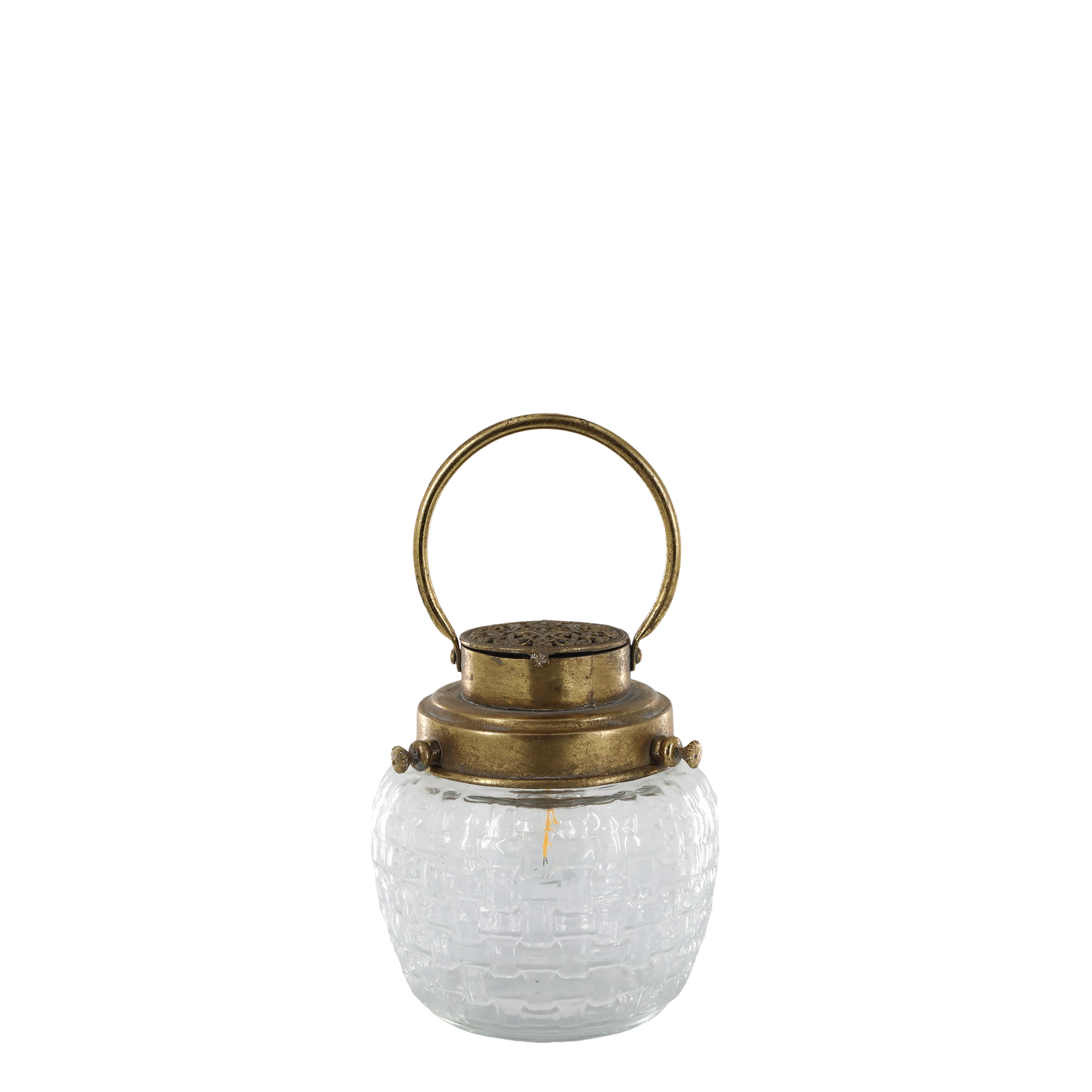 French Stable Lantern med pære 17x15 cm Antik messing by Chic Antique