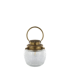 French Stable Lantern med pære 17x15 cm Antik messing by Chic Antique