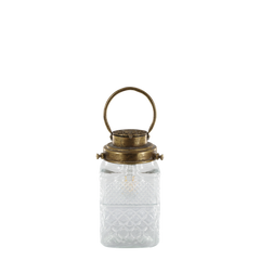 French Stable Lantern med pære 23x12 cm Antik messing by Chic Antique