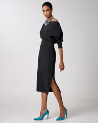 Access Fashion Midi dress with boat neckline by Access Fashion