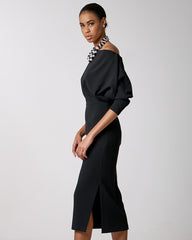 Access Fashion Midi dress with boat neckline by Access Fashion