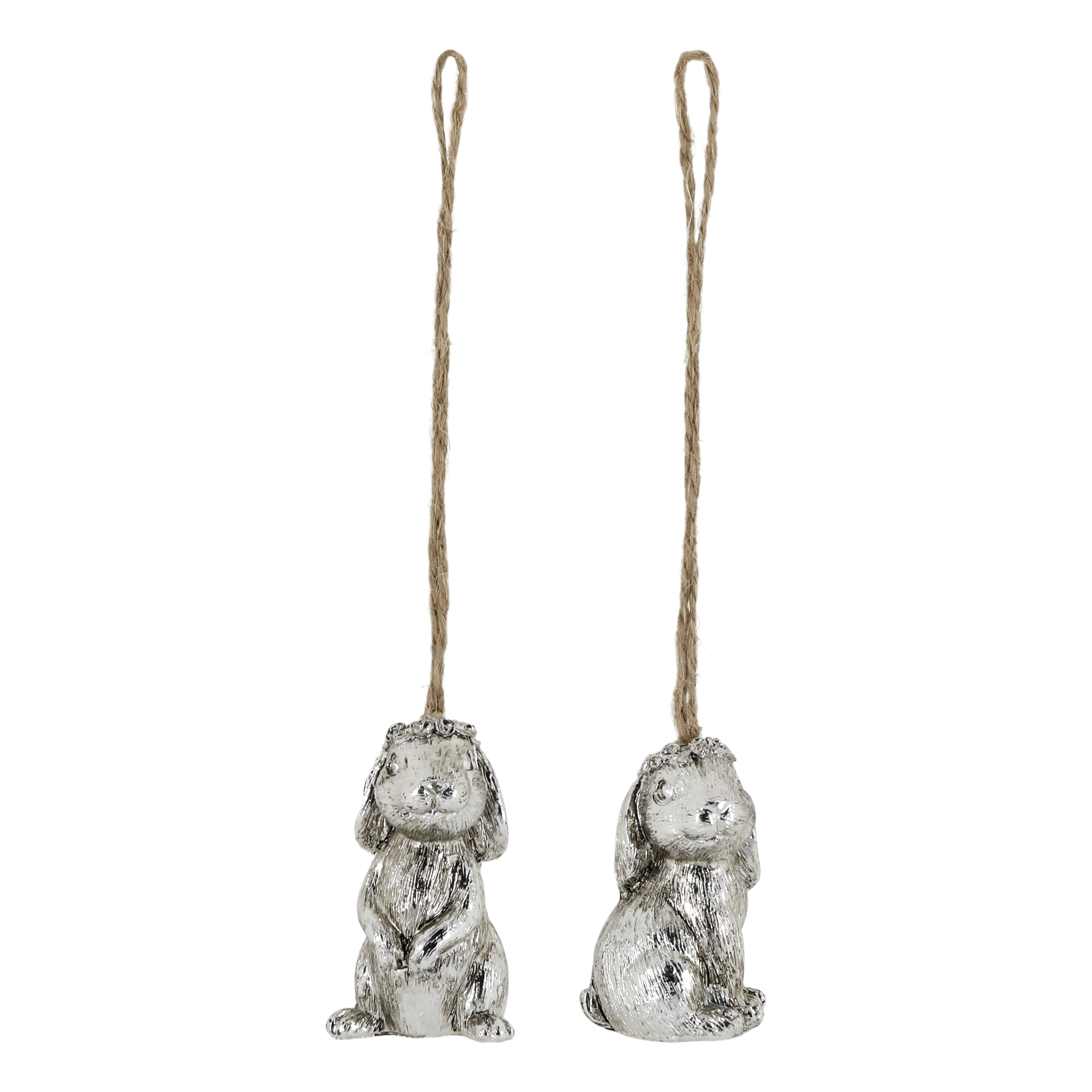 Hængende kaniner sæt af 2 6,5 x 3 x 2,5 cm antik sølv by Chic Antique