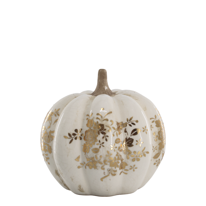 Anniversary Melun Græskar 17,5x18,5 cm Antique Hvid med Gulddetaljer by Chic Antique