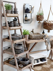 Reol m. 5 hylder og kurve, H170/L42/B70 cm natur by Chic Antique