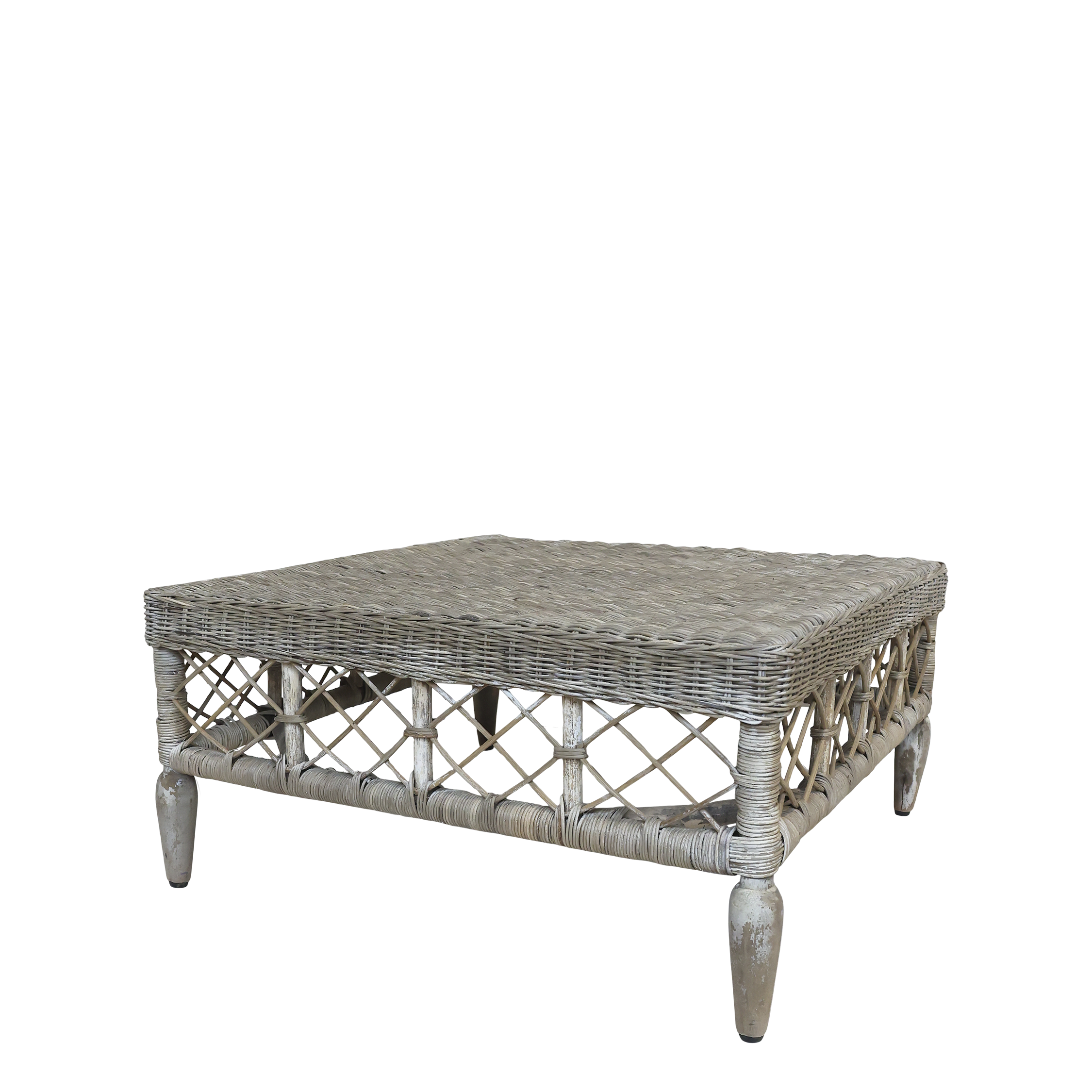 Bord med mønster i flet 36,5x75x75cm natur by Chic Antique