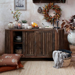 Grimaud Skænk m. riller & skydelåger, H77/L152/B44 cm natur by Chic Antique