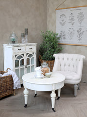 Fransk Lænestol i hørstof, H71/L67/B66 cm hør by Chic Antique