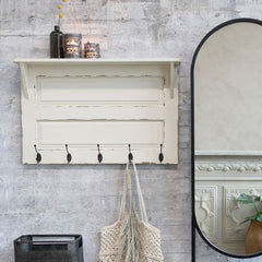 Knagerække m. 5 knager og 1 hylde, 51x81,5x13 cm antique creme by Chic Antique