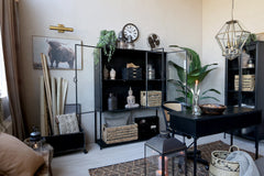 Fransk Kontorstol m. fletsæde & ryg, H80/L60/B60 cm antique sort by Chic Antique