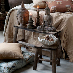 Bænk m. mønster på sæde, H45/L80/B24 cm natur by Chic Antique