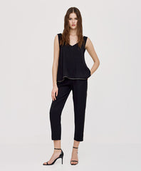 Access Fashion Tanktop med V-hals og metallic kant by Access Fashion