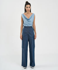 Access Fashion Metallic draperet bluse by Access Fashion