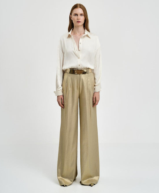 Access Fashion Metallic viddebukser med læg by Access Fashion