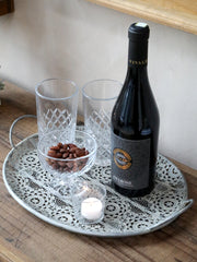 Lorient Skål på fod m. diamantudskæring, H9,5/Ø10,5 cm klar by Chic Antique