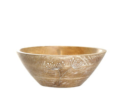 Tours skål med udskæring 9 x Ø25 cm – Natur træ by Chic Antique