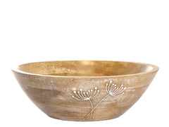 Tours skål med udskæring 10 x Ø30 cm Natur træ by Chic Antique