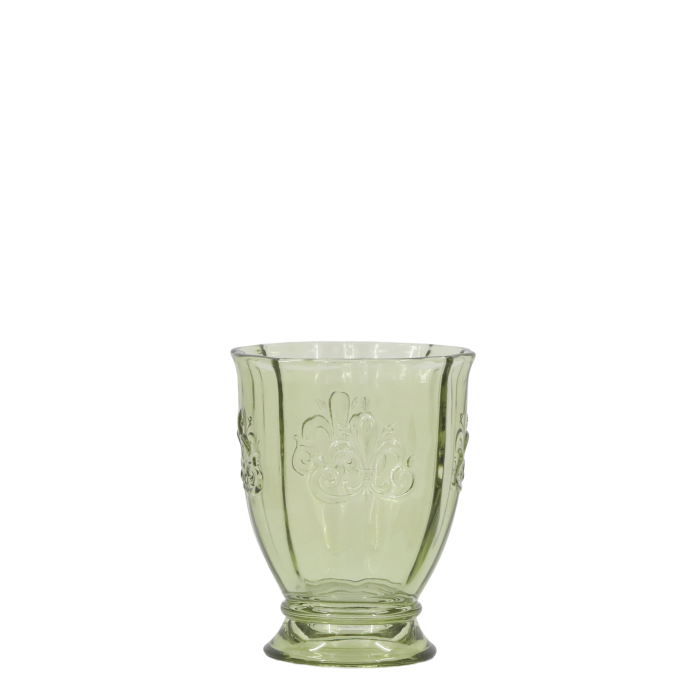 Saint-Émilion Glas m. mønster 10,5x8,5 cm oliven by Chic Antique