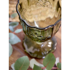 Saint-Émilion Glas m. mønster 10,5x8,5 cm oliven by Chic Antique