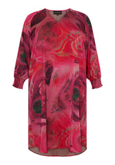 No. 1. By Ox Løs V-hals kjole med 3/4 ærmer og smock manchetter by No. 1 By Ox