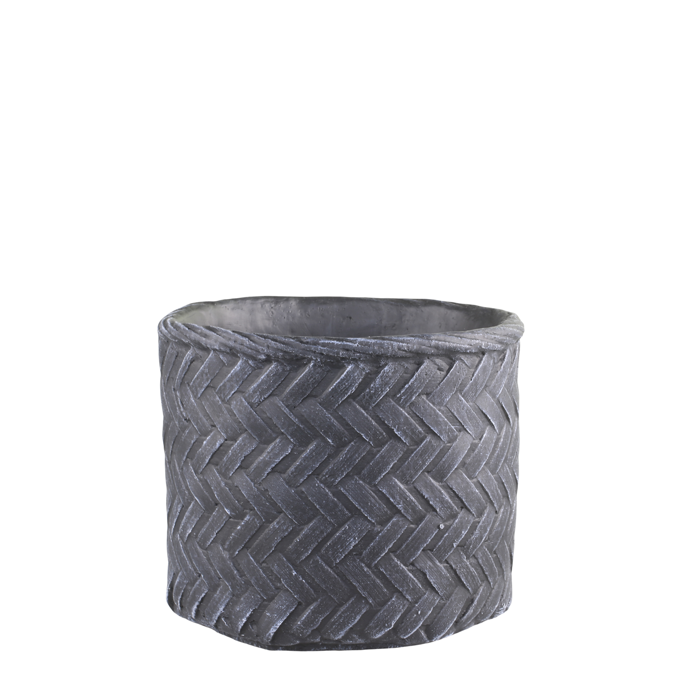 Corte Planter med fletmønster 17,5x20 cm Antik kul by Chic Antique