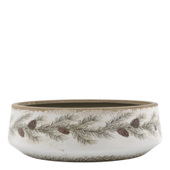 Fad med Granrankemotiv 10x30 cm Creme by Chic Antique