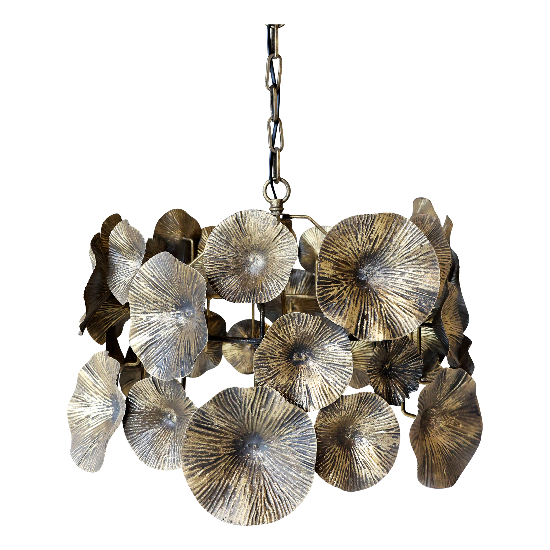 Lampe m. blomsterdekor, H33/Ø51 cm antique messing by Chic Antique