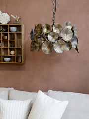 Lampe m. blomsterdekor, H33/Ø51 cm antique messing by Chic Antique