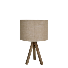 Bordlampe med træfod og lampeskærm i linned Natur 55,5x33 cm by Chic Antique