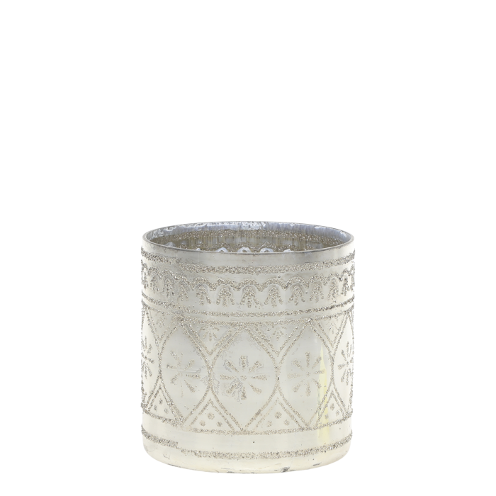 Hurricane med mønster 10x9,5 cm, Antique Sølv by Chic Antique