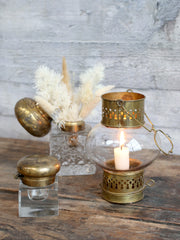 Gl. fransk Vase m. låg, H7,5/L5/B5 cm messing by Chic Antique