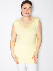 Top med blonde v-udskæring - Viskose Elastan by Bussola