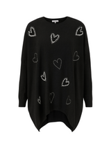 Oversize strik med bling hjerter - str. 38-48 by Krone 1