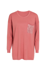 Strikbluse med bling lomme by Krone 1