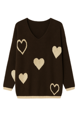Striktrøje med guld hjerter - Brystmål 140cm