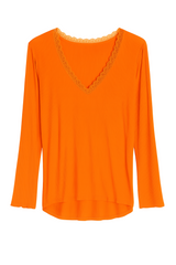 Top med lange ærmer og v-hals med blonde by Krone 1