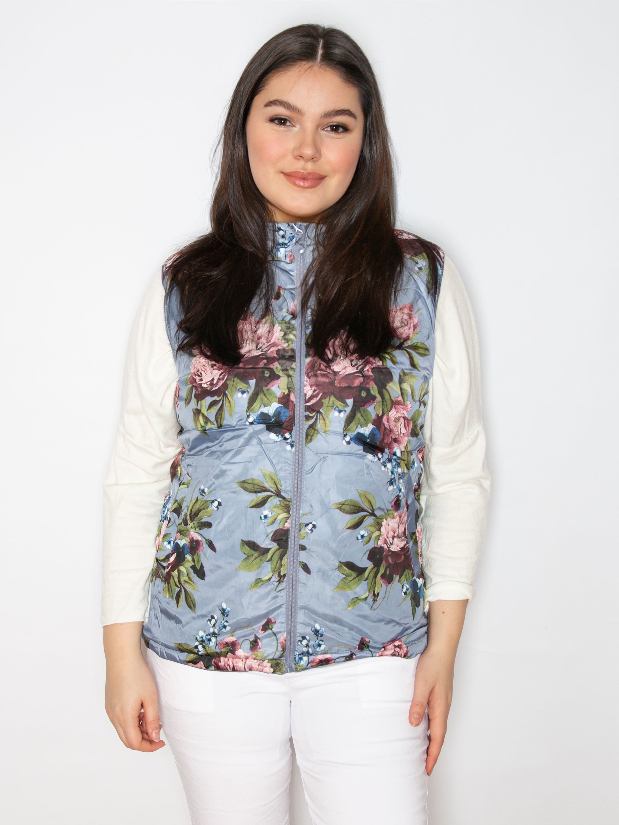 Vendbar vest med blomster print by CL Fashion
