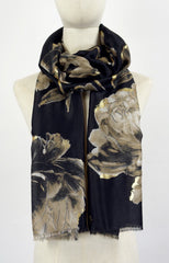 Tørklæde med faded blomster guld by Katier