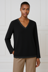 Access Bluse med Lurex V-halsudskæring by Access Fashion