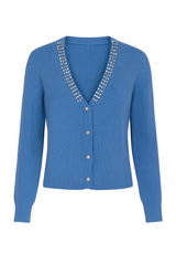 Strikcardigan med perler og bling - Str. 34-42 by Krone 1