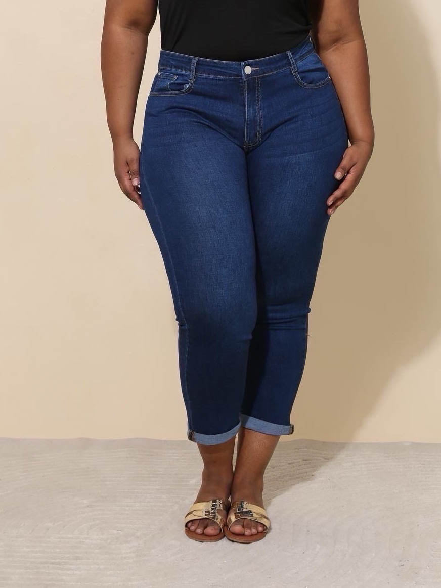 Jeans med straightleg darkwash plus size by Krone 1