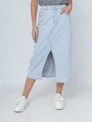 Lysvasket maxi cowboynederdel by Krone 1