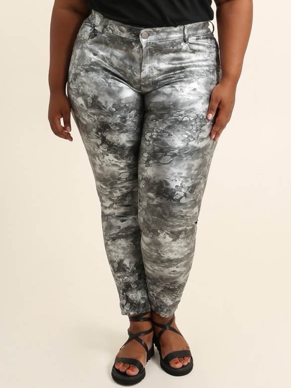 Coated bukser med blomster mønster metallic by Krone 1