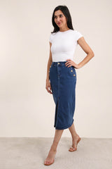 Lang cowboynederdel med guld knapper by Krone 1