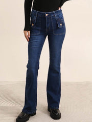 Jeans med lommer og guld knapper by Krone 1