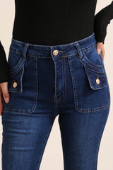 Jeans med lommer og guld knapper by Krone 1