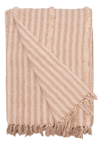 Plaid Stribet Tuftet/Natur 130x180 cm by Eja