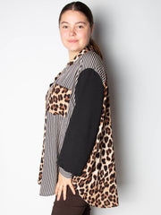 Leopard skjorte med striber by Krone 1