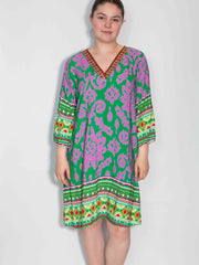 Mønstret tunika med broderi - Brystmål 120cm - Viskose by Krone 1