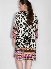 Mønstret tunika med broderi - Brystmål 120cm - Viskose by Krone 1